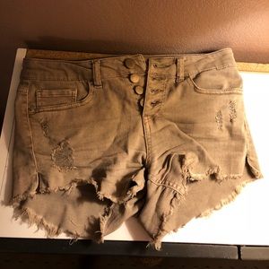 Distressed high waisted shorts